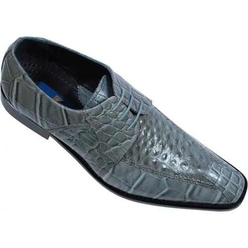Giorgio Brutini Grey Alligator / Ostrich Print Pointed Toe Shoes 210048